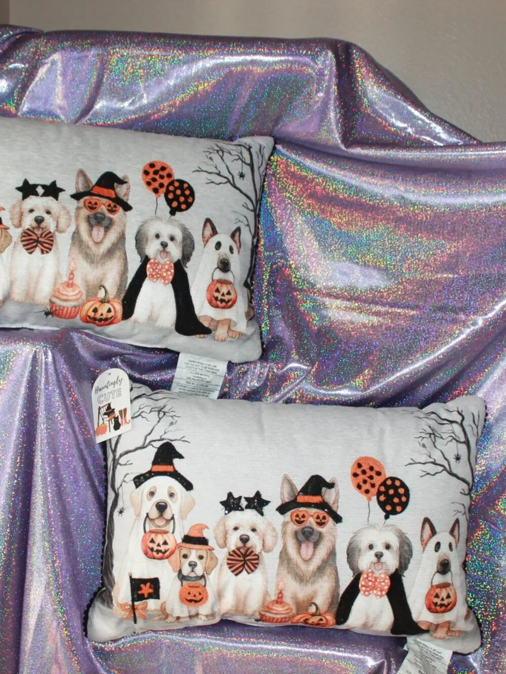Halloween Dog Pillows Set of 2 with Sequins by Hauntingly Cute NWT